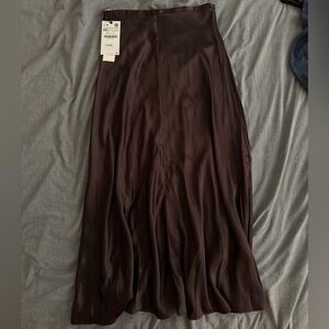 Zara High-Waisted Chocolate Brown Satin Skirt - Size XS - Tags still Attached!